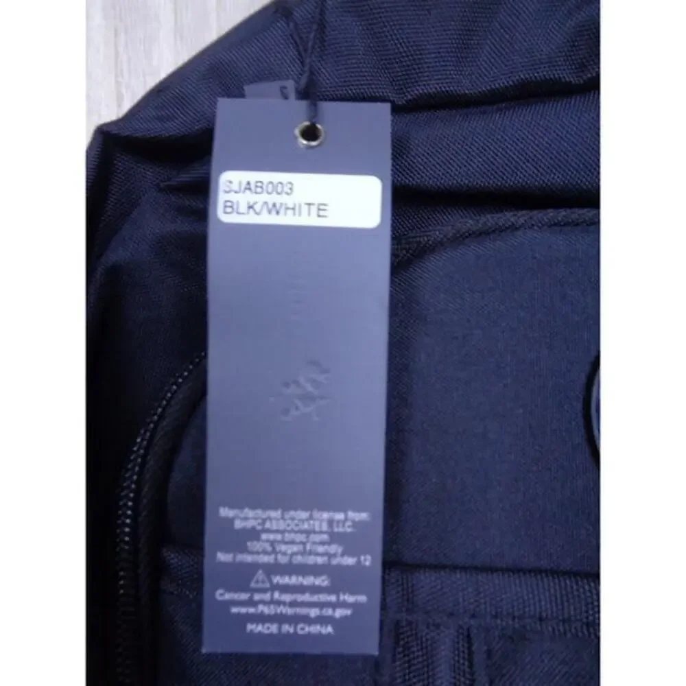 Beverly Hills Polo Club BHPC Backpack‎ Black With White Logo Cushioned Straps